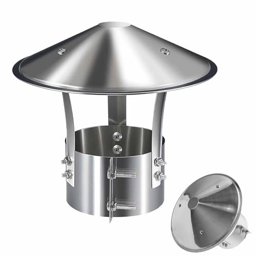 Schornsteinhaube in Edelstahl 75 90 100 110 125 130 mm, Verstellbar Kaminabdeckung, Runder Schornsteinaufsatz, Vent Systems Regenhut in Verschiedenen Größen(150 mm)