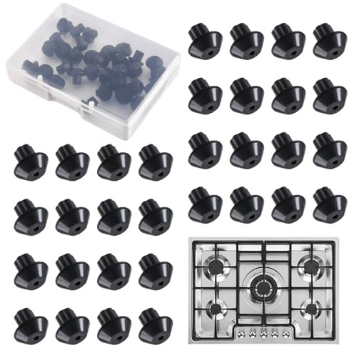 GOLD DEER 32Pcs Stove Grate Rubber Feet Replacement Kit WB2K101 Compatible Gas Range Burner Feet with Storage Box Heat-Resistant Rubber Pads for GE, Kenmore & More