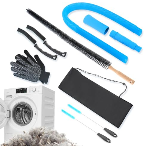 Yeria 9-Pack Dryer Vent Cleaner Kit with Universal Flexible Hose and Brush Set, Tumble Dryer Cleaning Kit with Vacuum Compatibility, Deep-Reach Dryer Vent Cleaner and Lint Removal System
