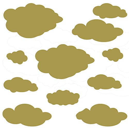11 Wolken Set - Wolke Wandtattoo Wandaufkleber Sticker Aufkleber Wölkchen Himmel (Gold)