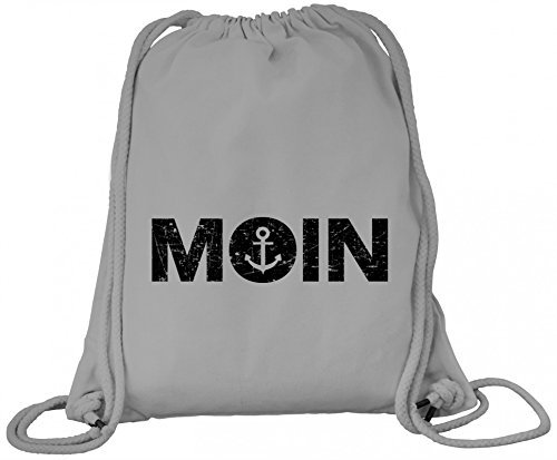 Küsten Hamburg plattdeutsch norddeutsch Norden Premium Bio Baumwoll Turnbeutel Rucksack Stanley Stella Moin Anker, Größe: onesize,Heather Grey