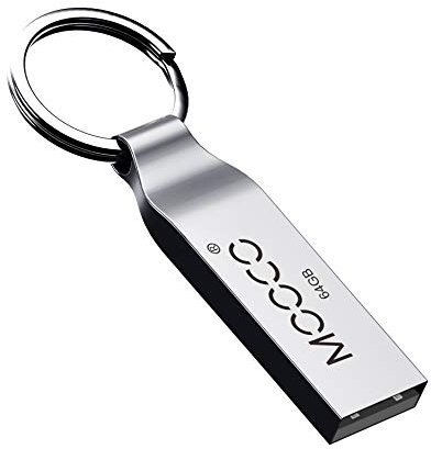 64GB Metal Keyring USB 2.0 Flash Drive Bulk Waterproof Thumb Drive Jump Pen Memory Stick Keyring, Silvery