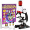 AmScope M28-KT1-W-WM LED Kids Anfänger Mikroskop Spielzeug Set, Dias Vorbereitungsset, Buch, 100X-1200X