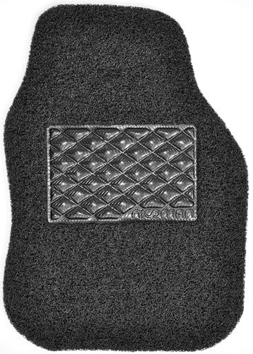 Nicoman Universelle Auto-Fußmatte, Spaghetti-Spiralbindung, rutschfest, PVC-Gummi, strapazierfähig, wasserdicht, leicht zu reinigen – (schwarz, Fahrerseite, klein, 1 Stück)