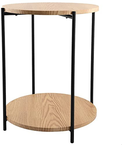 Schou CM731192 Mesa D.40 H.50 CM, Color Negro Y Madera, Ø40H50CM