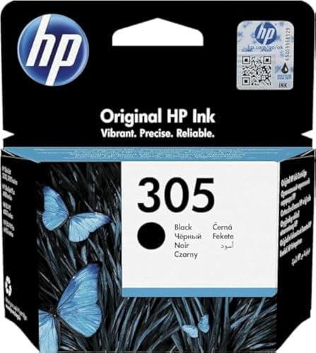 HP 305 Black Original Ink Cartridge 305, Standard, W125916837 (Cartridge 305, Standard Yield, Pigmentbased Ink, 2 ml, 120 Seiten, 1 STK., Einzelpack)