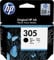 HP 305 Black Original Ink Cartridge 305, Standard, W125916837 (Cartridge 305, Standard Yield, Pigmentbased Ink, 2 ml, 120 Seiten, 1 STK., Einzelpack)