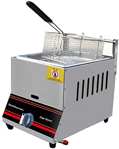 6L / 12L Gas Fritteuse, Edelstahl Fett Friteuse mit abnehmbarem Korb, Chip Friteusen einstellbare Feuerkraft für zu Hause und gewerblich