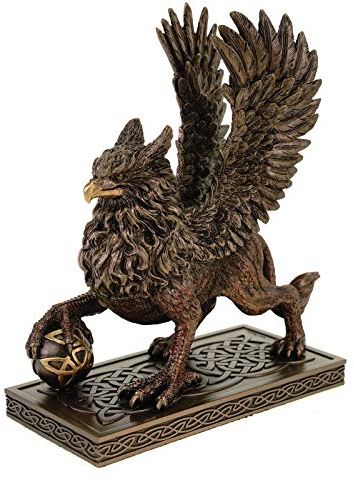 Veronese Greif mit Pfote auf Kugel bronziert 19 cm Figur Fabelwesen