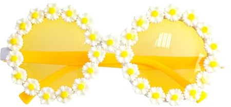Chaks - Brille Daisy Blume, Hippie Brille, 70er Jahre Accessoires, Brille mit Blumen, Festival, Karneval