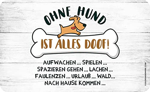 Gilde - 46844 - Frühstücksbrettchen, Ohne Hund ist alles doof!, Resopal, 23,5cm x 14,5cm, weiß
