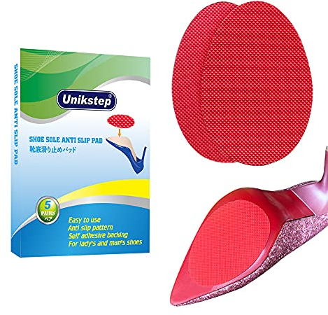 Unikstep 5 Paar rutschfeste rutschfeste Gummi-Pads, Schuhboden und Ferse, geräuschreduzierende Aufkleber und Protektoren, rot,