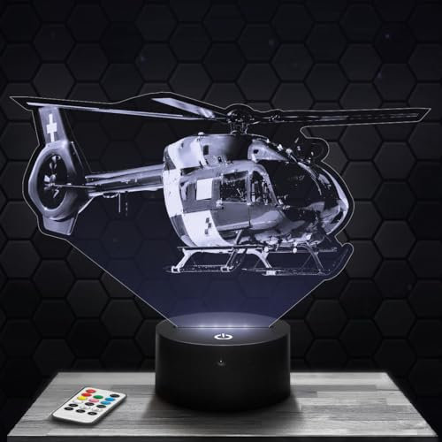 Nachttischlampe Hubschrauber Dekoration Miniaturkollektion Luftfahrzeug Lufttransport Geschenkidee für Männer LED 3D Hubschrauber Nachtlicht Erwachsenendekoration Schlafzimmer geschenk für Männer