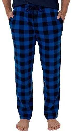 Fruit of the Loom Men's Fleece Pajama Pant, Large, Blue Buffalo Plaid