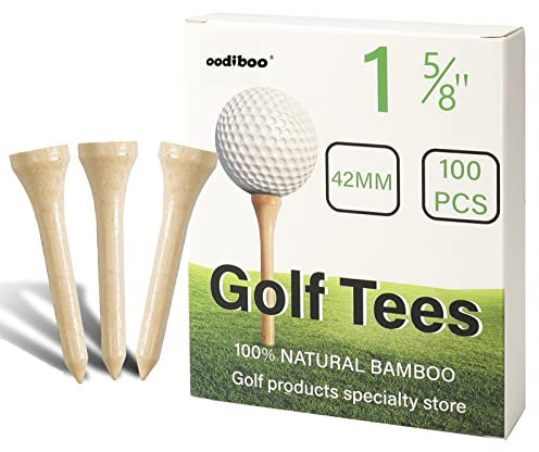oodiboo Golf Tees Bambus Golf Tees Strenge Auswahl, Sehr Wenige Ehlerhafte Produkte(1-5/8 Zoll)42mm 100 Stück