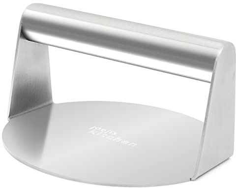 joeji's Kitchen Molde Hamburguesas de Acero INOX 14 cm - Smash Burger - Prensa Hamburguesas Mold con Mango Robusto - Fácil de Limpiar - Hacer una BBQ a la Perfección con jugos sellados…