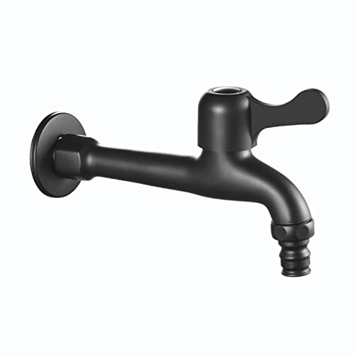 Wasserhahn garten doppelwasserhahn schwarz one in two out aussenwasserhahn frostsicher 1/2 zoll doppel wasserhahn aussen für Küche Schwarz D