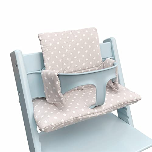 ZARPMA Cojín para trona compatible con Stokke Tripp Trapp Chiar inserto de tela de algodón relleno con acolchado de algodón (estrella gris)