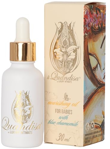 Emollient Baby und Kind Körperöl 30ml - Massageöl mit süßen Mandeln, Jojoba, Damaszener Rose, blaue Kamille und Honig - 100% natürliche Formel auch für Schwangerschaft Dehnungsstreifen - Li Quandisa