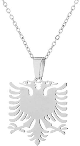 LucklyingBao Albanische Adler-Anhänger-Halskette Für Männer Und Frauen – Einfache Tierhalskette,Modischer Pullover,Schlüsselbeinkette,Halsbekleidung,Ethnischer Schmuck,Silber,45 cm