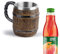 Halatua Tasse en Bois - Chope à bière Viking à l'450 ML,Style Ancien Viking chope à bière Simulation Style Bois Verres Baril chope à bière chêne bière Stein chope pour Boire la bière