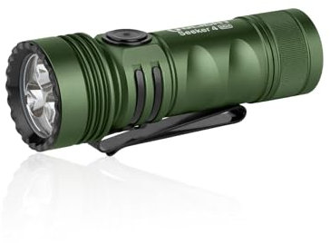 OLIGHT Seeker 4 Mini UV Taschenlampe, LED Weißlicht 1200 Lumen 120 Meter Wiederaufladbare Schwarzlicht 5 Helligkeitsstufen, EDC Lampe für den Alltag,Outdoor und Fleckendetektion(Grün Neutralweiß)