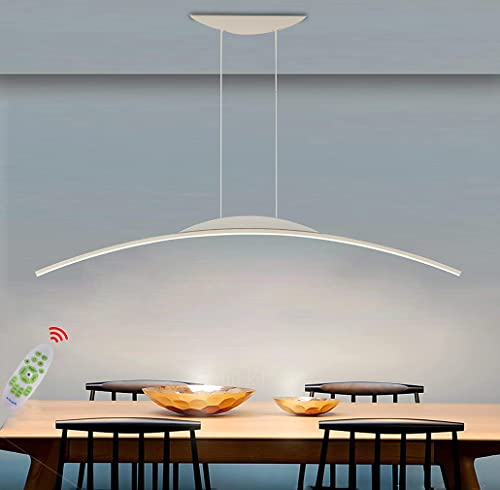 Esstischlampe Hängeleuchte LED Pendelleuchte Modern Esszimmer Hängeleuchte Dimmbar Bogen Design Küchelampe Höhenverstellbar Büro Wohnzimmer Schlafzimmer Kronleuchter (Weiß, L100CM)