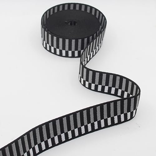 LEDUC 5 Meter Gurtband, geometrisches Ziegelmuster, 100% Polyester, 40 mm, Grau
