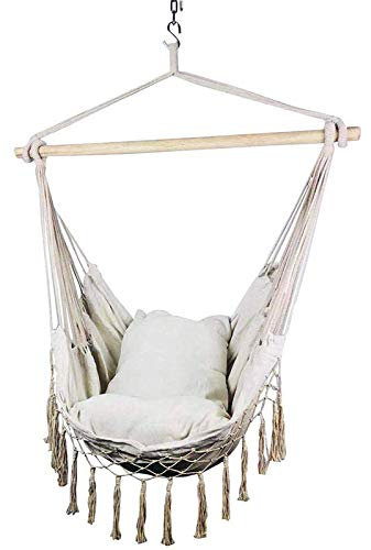 Jdeijfev Makramee-Hängeseil zum Liegen, Hängesessel, Veranda, Schaukel, für Innen- und Außenbereich, Garten, Terrasse, , Schlafzimmer