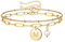 TINGN Gold Armband mit Buchstaben für Damen - Zierliche Schichtung Armband mit Buchstabe M - Geschichtetes Büroklammer Gliederkette Schmuck