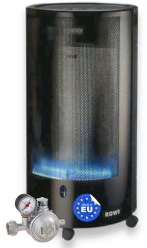 ROWI Gas-Heizofen Blue Flame Pure 4200 W inkl. doppeltem Druckregler, Thermoelement & Sauerstoffmangelsicherung I Geeignet für Innen- & Außenbereich & Gewerbe/Made in Europe [Energieklasse A]
