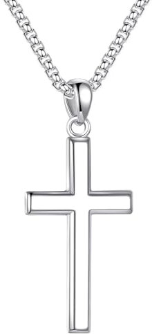 TINGN Kreuz Kette Herren, Silber 925 Kette mit Kreuz Anhänger Kreuz Halskette Herren Frauen Mädchen Geschenk Kreuz Kette Modeschmuck Geschenk für Männer Sohn