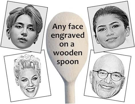 Funny Gift Idea, Any Face Engraved On Wooden Spoon, Personalised Quirky Gift Idea