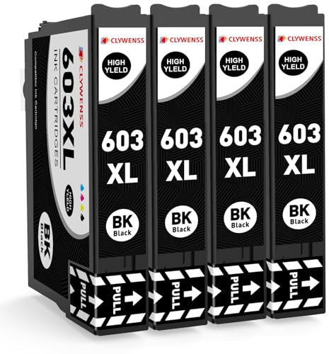 Clywenss 603 XL Schwarz Druckerpatronen Kompatibel mit Epson 603XL für Expression Home XP-3100 XP-3150 XP-3105 XP-2100 XP-2105 XP-4100 XP-4105 2155 WorkForce WF-2810 WF-2820 WF-2840 2845 2870 Patronen