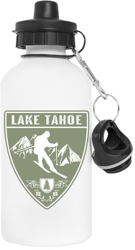 Ski Lake Tahoe Wasserflasche Weiß Aluminium Wiederverwendbar Water Bottle White Reusable