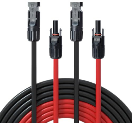 ECO-WORTHY Solarkabel 4mm² mit Solarstecker,2x5m Solarkabel Verlängerungskabel, PV Kabel Solarleitung Verlängerungskabel für Solaranlage Solarpanel Verlängerung