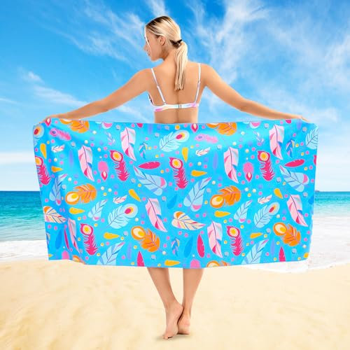 XUNIVERS Microfaser Handtücher, Strandtuch groß 160x80cm, Sandfrei, Schnelltrocknend, Leicht - Strandhandtuch mit Gummiband, Perfekt für Camping, Fitnessstudio, Strand, Sauna, Yoga, Reise