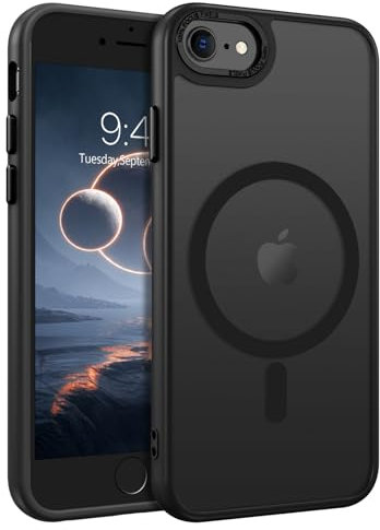 BENTOBEN Funda Magnética Compatible con iPhone 7, iPhone 8 Funda, Funda para iPhone SE(2020)(2022) [Compatible con Magsafe] Carga Inalámbrica Carcasa Translúcido Mate Protección Grado Militar -Negro