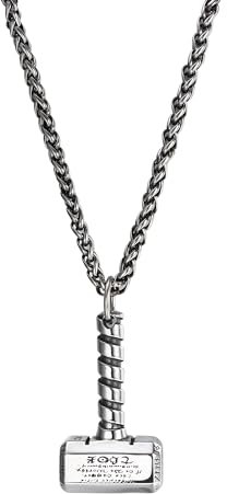 GTHIC Collana con martello di Thor Ciondolo Mjolnir vichingo norreno in acciaio inossidabile con catena per gioielli da uomo