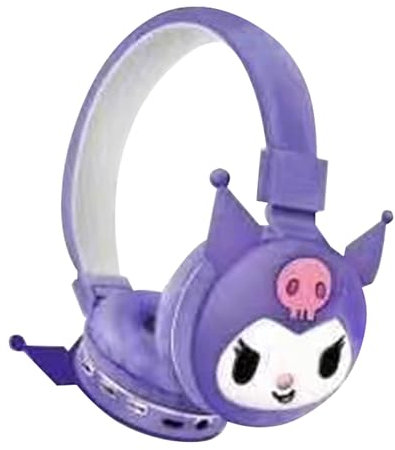 Roffatide Cartoon Kuromi - Cuffie Bluetooth pieghevoli e leggere per viaggio/ufficio/cellulare/PC tramite app, bassi profondi, comode da indossare, per casa, ufficio, viaggi, viola