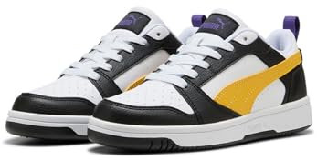 PUMA Unisex Kinder Rebound V6 Lo Jr Sneaker, Puma Black Yellow Sizzle Puma White, 37 EU