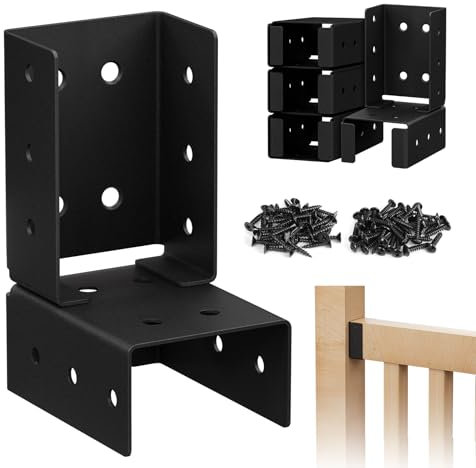 Mordx Lot de 10 Supports de Clôture, Connecteurs de Balustrade pour Poteaux en Bois 5,8 x 10,2 cm, pour Balançoire, Noir