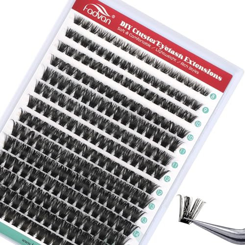 FADVAN Extension de Cils en Grappe 280Pcs Courbure D Cils Faux Cils Individuels Bouquet Professionnel Naturel Cluster DIY Cils(80D-0.07D, Mix 8-16mm)