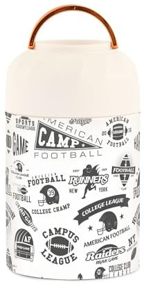 Isolierbehälter für Lebensmittel mit Löffel, Motiv: American Football Team, Retro, für Kinder, 500 ml, Edelstahl