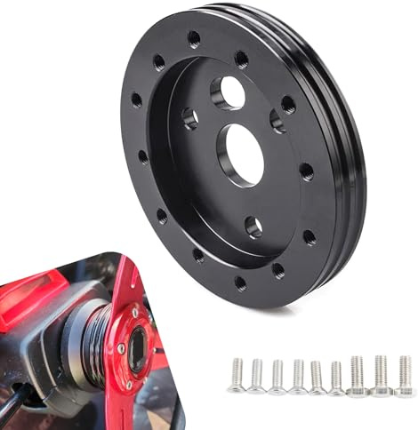 getfay 1 PC Car Modified Steering Wheel Base Connector, 3.5 x 0.5 6 Hole to 3 Hole Steering Wheel Adapter, Steering Wheel Quick Release Repair Kit with 0.8 0.62 Screws, Universal for Cars (Black)