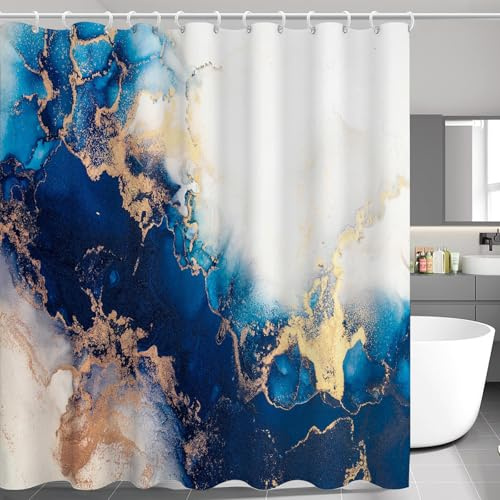 SMchwbc Marmor Duschvorhang 180x180 180x200 Marmor Schwarz Gold grün Blau Muster Modern Textil Abstrakt Duschvorhänge Polyester Marmor Shower Curtainsins (2,180 x 180 cm(BxH))