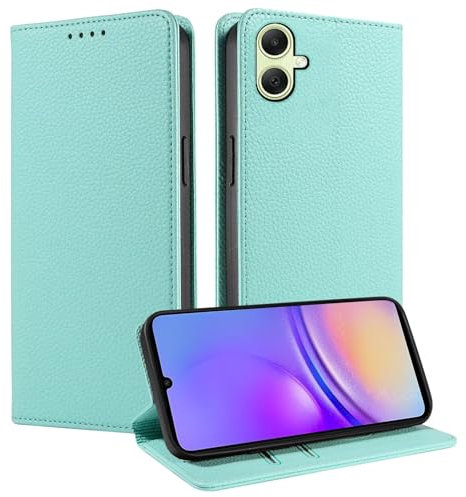 FERLAN Hülle für iPhone 16 Schutzhülle [Litschi Leder][Kartenfach][Magnet][Standfunktion][RFID-Sperre],Handyhülle Ledertasche Kompatibel mit iPhone 16 - Grün