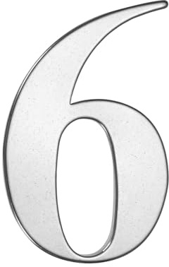 M METERXITY Self-adhesive House Number 2 304 Stainless Steel, Number 6 | Silver, Self Sticking Durable Digit, for House, Office, Hotel, Farmhouse, Mailbox Exterior Address Sign
