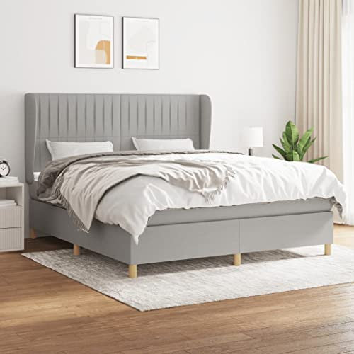 Somanki Boxspringbett mit Matratze Hellgrau 160x200 cm Stoff, Bett, Bed Frame, Familienbett, Bettrahmen, Bett Gestell, Bett Rahmengestell, Schlafzimmer Bett - 3128693