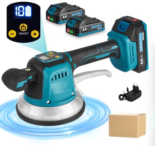 Yofidra Fliesenrüttler Fliesenverlegemaschine, 10-Gang Fliesen Vibrationsgerät mit 2 2.0Ah Akkus, 150kg Saugkraft, Digitale Anzeige, Fliesenrüttler für Wand- und Bodenfliesen 20-200cm